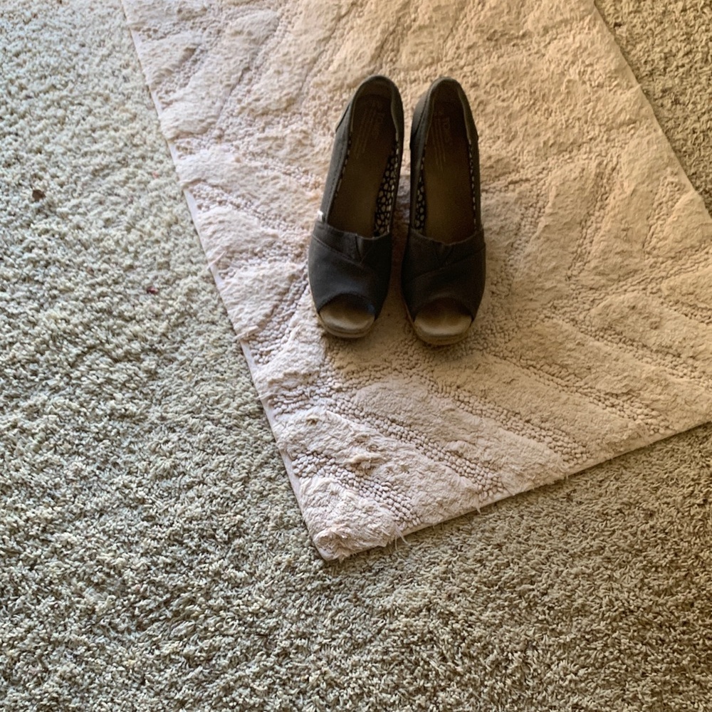 Toms Dark Gray Peep-Toe Espadrilles